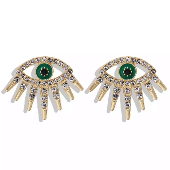 Jewelry - New! 👁 “Mati” Lucky Eye Crystal Stud Earrings